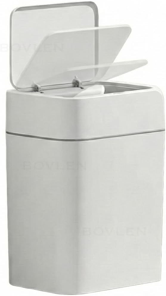 Otomatik Hareket Sensörlü Çöp Kovası, Banyo Çöp Kovası, Çocuk Odası Çöp Sepeti, Çöp Kutusu, (2 adet 1.5 V AA pil, piller pakete dahil değildir) 12 Litre - 23.5x17.5x31.8 cm