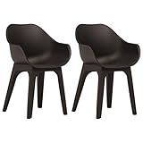 Material: Kunststoff Tidyard Gartenstühle mit Armlehnen 2 STK. Braun Kunststoff Brown Plastic Weatherproof Bistro Chair Garden Chair Plastic Balcony Furniture Garden Furniture