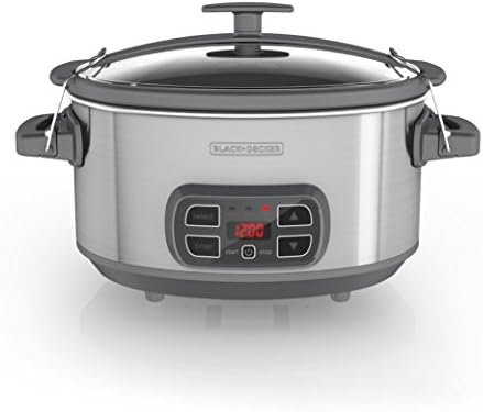 BLACK+DECKER SCD1007 7 Quart Programmable Slow Cooker with Digital Timer, Portable with Locking Lid, Stainless Steel