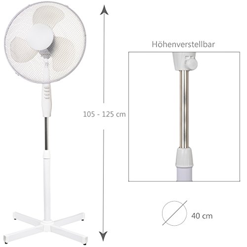 Oramics Stand Ventilator mit 3 Geschwindigkeitsstufen Ø 40cm in Weiß, 42W Standlüfter
