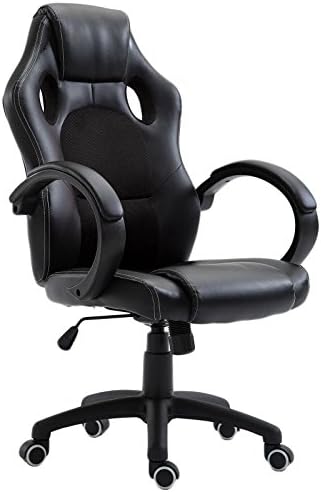 Premium Gaming Office Chair (Black / Black) Desk Chair for Gaming Gamer Game Working Racing Design Swivel Recliner High Back Tilt Rocking Function gift present