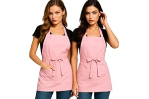 DIDART HANDMADE Pack 2 delantales mujer y niña impermeables con 3 bolsillos – Ajustables y sin plancha– Ideal para cocina, barbacoa o camareras. Mandil camarera