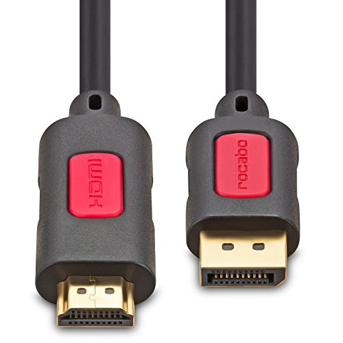 rocabo 1020 DisplayPort zu HDMI Kabel, Displayport (DP) auf HDMI, DisplayPort (Stecker M) zu HDMI (Stecker A), für PC, Computer, TV, Beamer, inkl. Audio-Übertragung, 1080p FULL HD, 3,00m, schwarz - 2