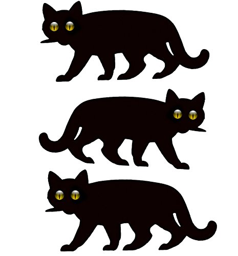 3x Garten Schreck-Katze mit reflektierenden Murmelaugen - Katzenabschreckung