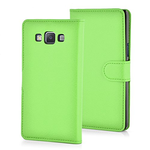 Cadorabo – Book Style Hülle für Samsung Galaxy A3 (5) (A300 – Modell 2015) – Case Cover Schutzhülle Etui Tasche mit Standfunktion und Kartenfach in MINZ-GRÜN - 8