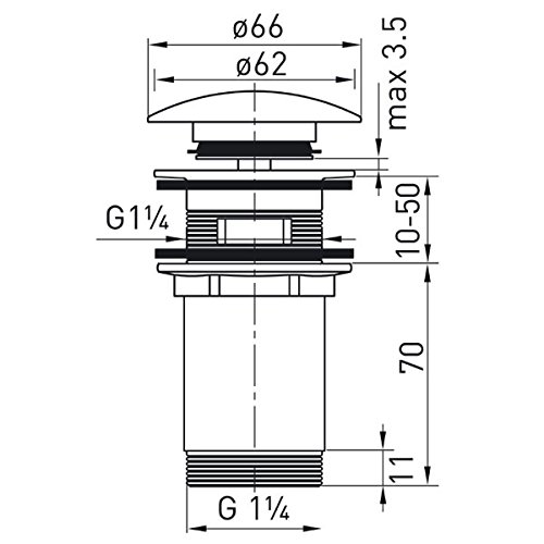 profizeug24 Ablaufgarnitur für den Waschtisch Pop Up Ventil Waschbecken Ablauf - 4