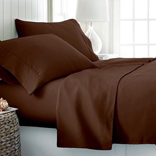 Jasmin Elinor 100% EGYPTIAN COTTON 3 PIECE 200 THREAD COUNT DUVET COVER PILLOWCASE BED SET (Super King, Chocolate Brown)