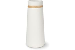 flature Keramik Vase für Pampasgras - Blumenstrauß Vase Weiß Matt als Boho Deko, Große Vase 25cm Hoch für Flowers, Wohnungsdeko für frische Blumen, Trockenblumen, Blumenstrauß Büro (Gr.L)