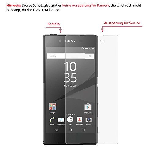 plt24 Sony Xperia Z5 Schutzglas Schutzfolie Panzerglas Schutzglas 9H Hartglas Glas folie Displayschutzglas Display Folie für Sony Xperia Z5 - 2