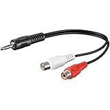 PremiumCord Klinke auf Cinch Y Kabel 0,2m, Klinkenstecker 3,5mm auf 2x Cinch RCA Buchse, Jack zu RCA, Stereo Audio, Für Digit