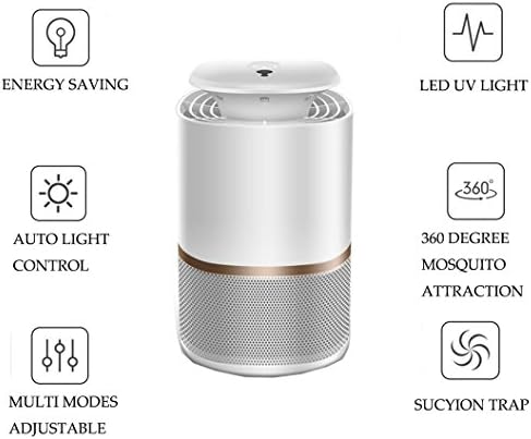 Vianber Indoor Photocatalyst Mosquito Killer,Intelligent Light Control USB Mute LED Mosquito Killer Lamp Non-toxic and Tasteless Automatic Mosquitoes Catcher for Home and Office (White)