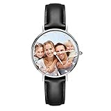 Benutzerdefinierte Uhren für Männer mit Foto personalisierte Edelstahl Uhren mit Lederband, personalisierte Geschenk für Boy Friend