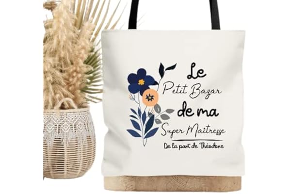 Tote bag personnalisable "le petit bazar bleur bleu" | Cadeau maîtresse atsem nounou | Cadeau fin d'année personnalisé