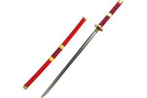 damdos Roronoa Zoro - Espada samurái de goma sintética para Halloween, para cosplay, espadas samurái, regalos de cumpleaños (rojo), 102 cm