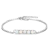 YAZLIND S925 Silber Armband verstellbare Mode einfachen Stil eingelegten Opal Stein einzigen Reihe Armband für Frauen Mädchen Geschenk