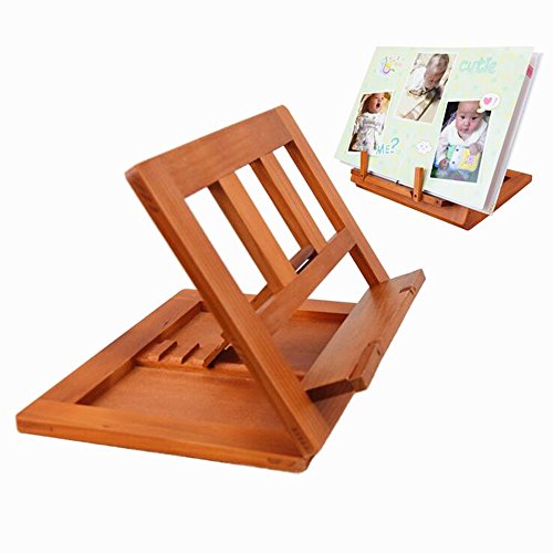 Delmkin Leseständer Holz Bambus Buchständer Kochbuchhalter - 34 * 23,5 * 2,8cm