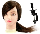 18-22" 50-100% Human Hair Synthetic Training Practice Mannequin Head w/Clamp