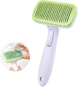 Globe of pets Pet Grooming & Cleaning Slicker Brush Self Cleaning Hair Brush For Dogs Cats Shedding Brush Comb With Handle, Dog Hair Brush For German Shepherd Labrador Rottweiler Golden Retriever ETC