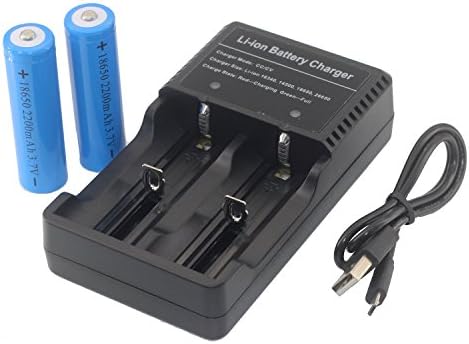 3.7V 18650 Battery and USB Charger Kit, 2200mah Li Battery with USB Charger Set, High Capacity Battery for LED Torches/Headlamps, Not for E-cigs