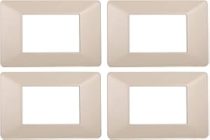 ZOREI 4 Pezzi Placche Compatibile Con Vimar Plana, Placche In Plastica (3 Posti/Moduli,Sabbia)