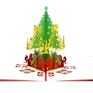 WorldCare 3D Pop Up Christmas Cards Greeting Holiday Cards with Envelope Xmas Decoration Ornament Xmas Tree Snow Pattern Cards New Year Holiday Festivals Gift-CS-A-310497