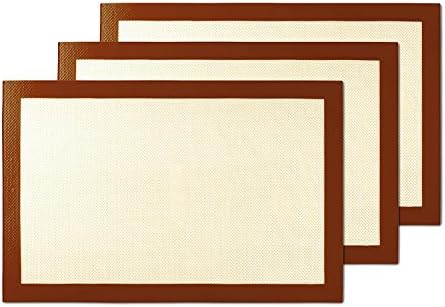 Best Silicone Baking Mat Set of 3 Half Sheet Liners, Unique Design Means Food Cooks at an Even Temperature &amp; Won't Stick, Enjoy YumYum's Nonstick Professional Bake Mat Set for Pastry &amp; Cooking Today.