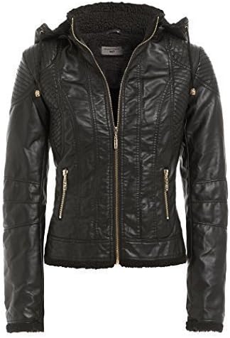 PU LADIES FAUX LEATHER HOODED PVC WOMENS BIKER JACKET COAT SIZES 8-14 (UK - 8)