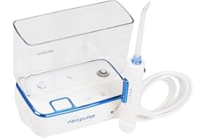 NEOPULSE® - Jet Dentaire NP1 MICRO - Hydropulseur Multi-usage 5 en 1 - Élimine la Plaque Dentaire, Nettoie Implants, Appareils Orthodontiques, la Langue et Hygiène Nasale - 8 Canules - Recharge USB