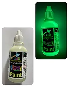 JASH Dries Fast Glow in The Dark Our Water Base Acrylic Glow Paint, Can Be Easily Applied on Multiple Surfaces (Yellow Green, Glow time: 8-12 Hours, 80ml, 50gm)