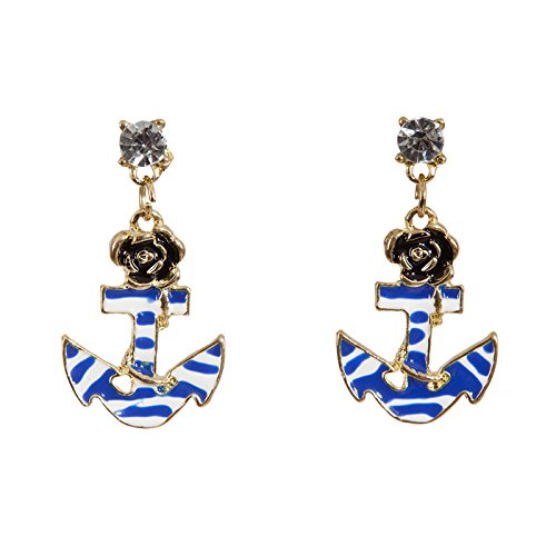 Preisvergleich Produktbild PARTY DISCOUNT Ohrringe Matrosin, mit Anker, blau-weiß