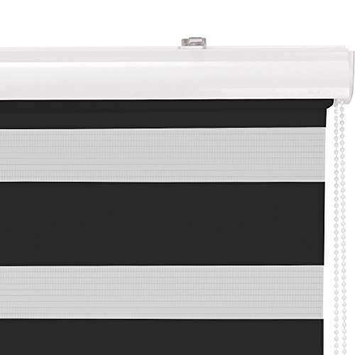 DuoRollo+ Premium Doppelrollo mit variabler Klemmfix-Halterung und Frontblende Seitenzug-Rollo mit Alu Klemmträgern für Fenster und Türen, Farbe:Anthrazit, Größe:90 x 160 cm - 9