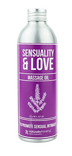 Massage Oil With Aphrodisiac Essential Oils 200ml - Relaxing And Sensual Massage Oils to Moisturise Your Skin And Awaken Your Senses - With Ylang Ylang, Clary Sage, Oriental Pimento Berry and Sandalwood –Handmade In The UK - 100% Vegan