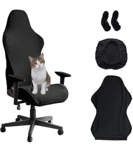 Housse élastique Pour Chaise Gaming/bureau - 85% Polyester 15% Spandex - Protection Anti-rayures, Lavable, Noir