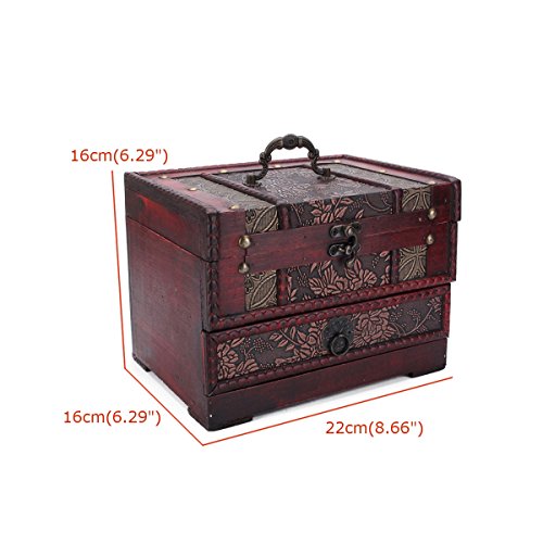 Charminer holz großen schmuck Kiste mit Spiegel 2 Schichten Kosmetische Koffer holz Schmuckschatulle - 8