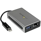 StarTech.com Thunderbolt to Gigabit Ethernet plus USB 3.0, Thunderbolt Adapter, Thunderbolt to Ethernet, Thunderbolt to USB 3.0
