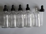 FIVE 50ml Clear Glass Bottle with Dropper Pipette
