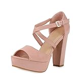  SCARPE VITA Damen Pumps Plateau Sandaletten Elegante High Heels Wildleder-Optik Schuhe Party Elegante Absatzschuhe 158268 Rosa Rose 39