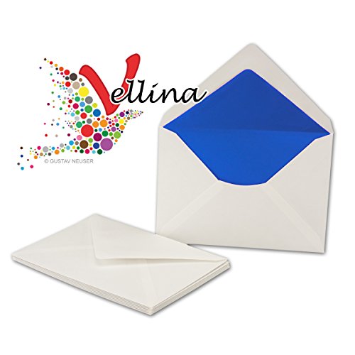Neuser Einladungskarten inklusive Briefumschläge | 25er-Set | hochwertige Postkarten in Weiß mit abgesetztem blauem Rand | exklusive Gruß-Karten & Kuverts in DIN A6 & C6 Format für besondere Anlässe - 4