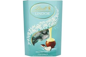 Lindt Lindor pudełko na trufle z mlekiem kokosowym – około 16 kulek, 200 g – trufle czekoladowe z gładkim topniejącym wypełnieniem – prezent na Dzień Ojca, urodziny, uroczystości, gratulacje