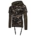 Produktbild Patchwork Hoodie Sweatshirt Herren, DoraMe Männer Langarm Camouflage Kapuzen Pullover Sport Bluse Top T Outwear(Bitte wählen Sie eine größere Größe als üblich) (Armeegrün, Asiatische Größe XL)