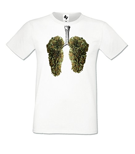 4sold - Camiseta - para Hombre Blanco White Leaves Large