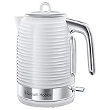 2.400 Watt Russell Hobbs Wasserkocher Inspire weiss, 1,7l, 2400W, Schnellkochfunktion, optimierte Ausgusstülle, herausnehmbarer Kalkfilter, abnehmbarer Deckel, Wasserstandsanzeige, Teekocher 24360-70