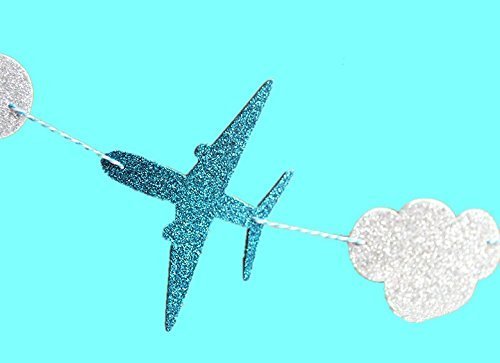 SUNBEAUTY 3 Meter Flugzeug Wolke Blumen Krone String Girlande Dekoration Kinderzimmer Party Feier (Flugzeug & Wolke) - 5