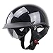 Produktbild Henpooseng Harley Style Motorradhelm Retro Helm mit schwarzen Sonnenbrillen Schnellschnellverschluss Fahrradhelm Glossy Black XXL