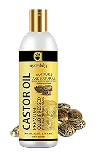 Ayurdaily Premium Cold Pressed Castor oil 100% Pure & Natural for Healthy Hair & Skin 200ML