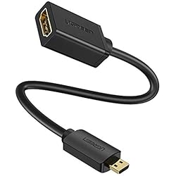 UGREEN - Micro HDMI a HDMI Hembra, Cable con Ethernet, Retorno de Audio, 3D y 1080P