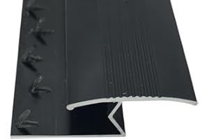 Grandismo® Z Edge Trim Standard 3ft / 0.9metres / 90cm / 90mm Length Screw-Down Threshold Strip for Carpet to Laminate/Wood/Tiled Flooring (Black)