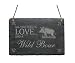 Produktbild Schiefertafel « All you need is LOVE and a WILD BOAR » mit WILDSCHWEIN Motiv - für Heim Haus Garten - Dekoschild Dekoration Schild Türschild - Jäger Jagd Waidmann