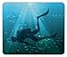 Produktbild Drempad Gaming Mauspads, Scuba Mouse Pad, Scuba Diver Silhouette with Small Fish Group Deep Sea Hobby Illustration, Standard Size Rectangle Non-Slip Rubber Mousepad, Pale Blue Teal Yellow