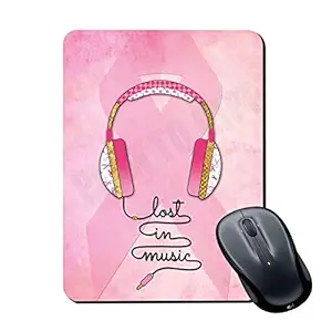 Plan To Gift Gaming Mouse Pad Lost My Music Girl Potrait Printed Multicolour Size 7x8.8 inches